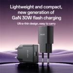 Chargeur secteur Yesido (YC74) GaN, charge rapide, ultra-mince, puce intelligente, USB-C, PD30W, 5V/3A   - Black – Image 2