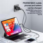 Chargeur secteur Yesido (YC68) USB, Type-C, 20 W, Avec affichage numérique, charge rapide, pour téléphone, tablette   - Black – Image 3