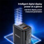 Chargeur secteur Yesido (YC68) USB, Type-C, 20 W, Avec affichage numérique, charge rapide, pour téléphone, tablette   - Black – Image 4
