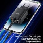Chargeur secteur Yesido (YC69) USB, Type-C, 30 W, Avec affichage numérique, charge rapide, pour téléphone, tablette   - Black – Image 3