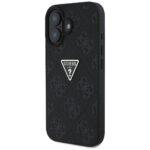 Coque Guess Leather Hot Stamp 4G Pattern Triangle Metal Logo pour iPhone 16 - Black – Image 2