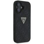 Coque Guess Leather Hot Stamp 4G Pattern Triangle Metal Logo pour iPhone 16 - Black – Image 5