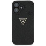Coque Guess Leather Hot Stamp 4G Pattern Triangle Metal Logo pour iPhone 16 - Black – Image 3