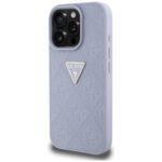 Coque Guess Leather Hot Stamp 4G Pattern Triangle Metal Logo pour iPhone 16 Pro - Light Purple – Image 2
