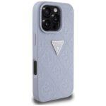 Coque Guess Leather Hot Stamp 4G Pattern Triangle Metal Logo pour iPhone 16 Pro Max - Light Purple – Image 5