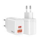 Chargeur secteur Techsuit Duonix30W (CH1) Type-C, USB, Chargeur de voyage rapide, 30W   - White – Image 2