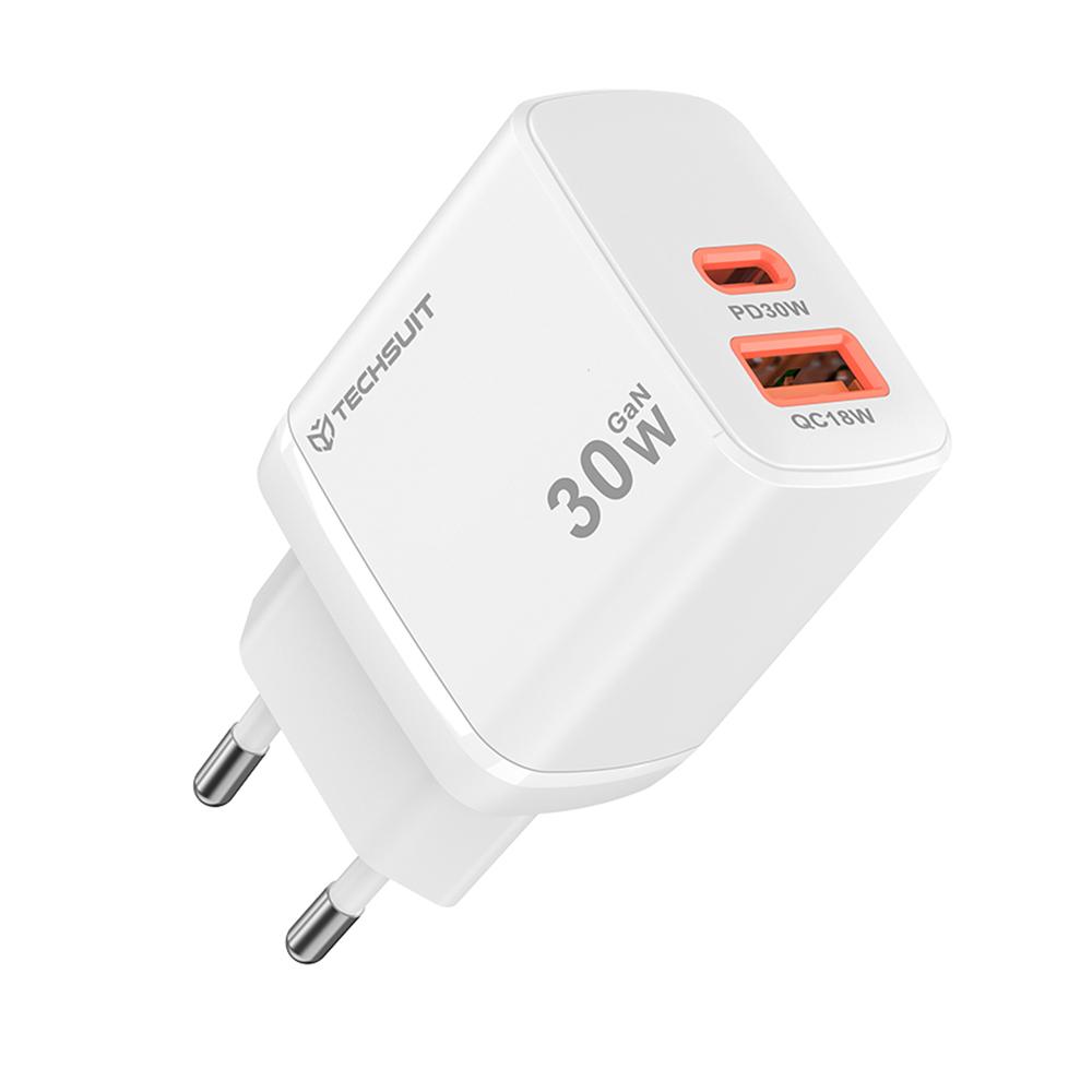 2440903 Chargeur secteur Techsuit Duonix30W (CH1) Type-C, USB, Chargeur de voyage rapide, 30W - White – Image 1
