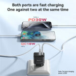 Chargeur secteur Yesido (YC64) Double port USB-C + USB-A, charge rapide, technologie GaN, PD30W   - Black – Image 3