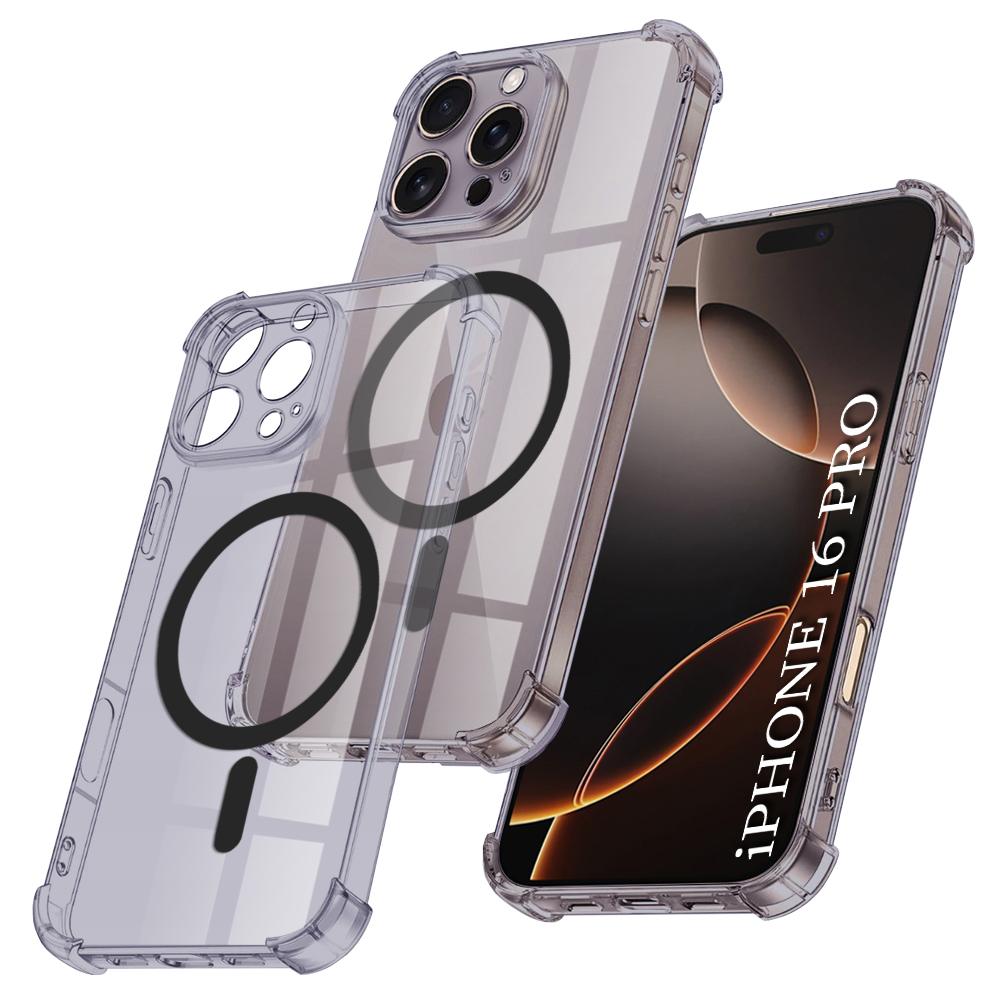 2493085 Coque Techsuit Shockproof Clear Silicone MagSafe pour iPhone 16 Pro - Smoke Black – Image 1