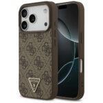 Coque Guess Leather 4G Triangle Strass MagSafe pour iPhone 17 Pro - Brown
