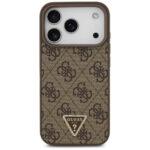 Coque Guess Leather 4G Triangle Strass MagSafe pour iPhone 17 Pro - Brown – Image 2