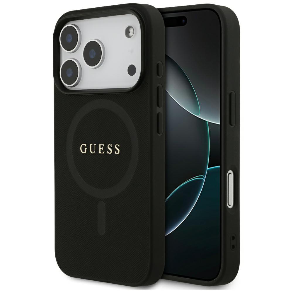 2557399 Coque Guess Saffiano Classic Logo MagSafe pour iPhone 17 Pro Max - Black – Image 1