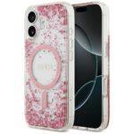 Coque Guess Liquid Glitter Flower MagSafe pour iPhone 17 - Pink