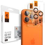 Lot de 2 protections d'objectif Spigen Optik.tR EZ Fit Pro Camera Glass pour iPhone 17 Pro / 17 Pro Max / 16 Pro  / 16 Pro Max / 15 Pro / 15 Pro Max / 14 Pro / 14 Pro Max - Orange