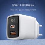 Chargeur secteur Techsuit LEDChargX (CH3) Type-C, USB, GaN, PD35W, Charge rapide, Affichage LED   - White – Image 5