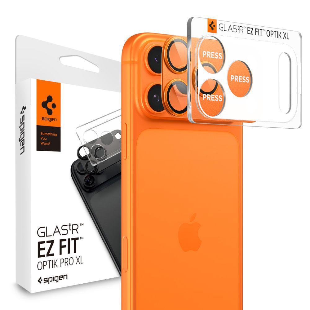 2745679 Lot de 2 protections d'objectif Spigen Optik.tR EZ Fit Pro Camera Glass pour iPhone 17 Pro - Orange – Image 1