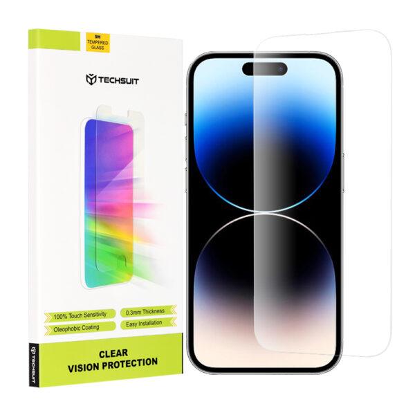 Protection d'écran Techsuit Clear Vision Glass pour iPhone 14 Pro - Transparent