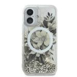 Coque Guess Liquid Glitter Flower MagSafe pour iPhone 16 - Beige – Image 3