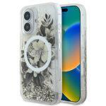 Coque Guess Liquid Glitter Flower MagSafe pour iPhone 16 - Beige
