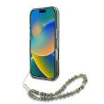 Coque Guess IML Flowers Allover Electro MagSafe avec dragonne de perles pour iPhone 16 Plus - Green – Image 2