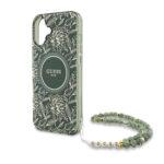 Coque Guess IML Flowers Allover Electro MagSafe avec dragonne de perles pour iPhone 16 Plus - Green – Image 4