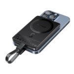 Batterie externe magnétique Acefast M8 5 000 mAh - Ultra-fine - USB-C - PD 18 W - Indicateur LED - Résistante aux traces - Noir – Image 4