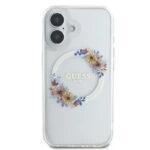 Coque Guess IML Flowers Wreath MagSafe pour iPhone 16 - Clear – Image 3