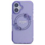 Coque Guess IML Flowers Wreath MagSafe pour iPhone 16 - Purple – Image 2