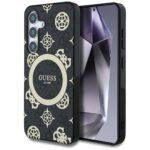 Coque Guess IML Peony On 4G Background MagSafe pour Samsung Galaxy S25 - Black