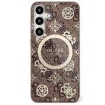 Coque Guess IML Peony On 4G Background MagSafe pour Samsung Galaxy S25 - Brown