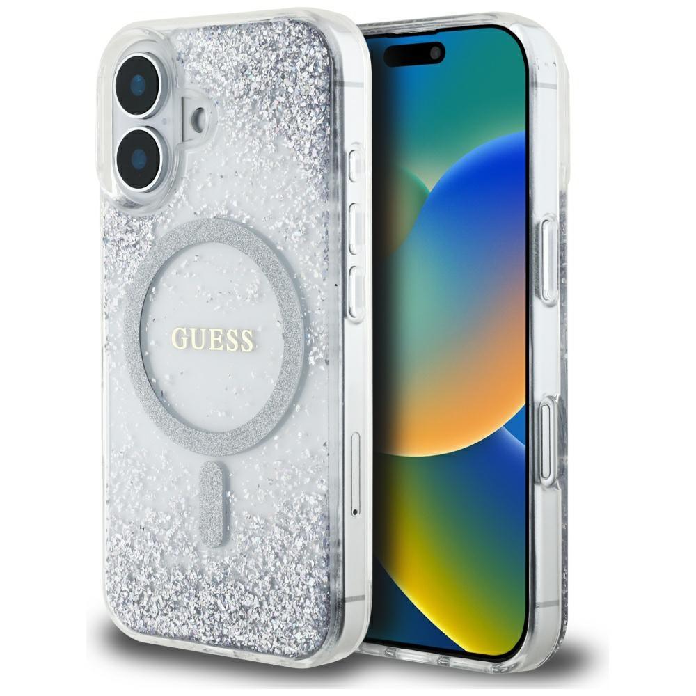 1980061 Coque Guess Hardcase Resin Gradient MagSafe avec paillettes pour iPhone 16 - Silver – Image 1
