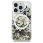 Coque Guess Liquid Glitter Flower MagSafe pour iPhone 16 Pro - Beige – Image 2