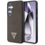 Coque Guess Peony Grained Hot Stamp Triangle Logo MagSafe pour Samsung Galaxy S25 - Brown