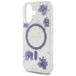 Coque Guess Hardcase Resin Flowers MagSafe avec paillettes pour iPhone 16 - Purple – Image 6