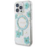 Coque Guess Resin Flowers and Glitter MagSafe pour iPhone 16 Pro Max - Turquoise – Image 3