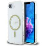 Coque Guess IML Glitter Circle MagSafe pour iPhone 16e - Clear