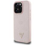 Coque Guess Peony Grained Hot Stamp Triangle MagSafe pour iPhone 16 Pro Max - Pink – Image 4