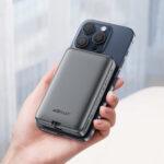 Batterie externe Acefast magnétique sans fil (M10-10000) avec câble USB-C (0,1 m), 2 ports USB-C, 10 000 mAh, 30 W, indicateur LED - Noir – Image 5