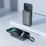 Batterie externe Acefast magnétique sans fil (M10-10000) avec câble USB-C (0,1 m), 2 ports USB-C, 10 000 mAh, 30 W, indicateur LED - Noir – Image 2