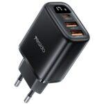 Chargeur secteur Yesido (YC67) 3en1, 2x USB, 1x Type-C, 17 W, Avec affichage numérique   - Black