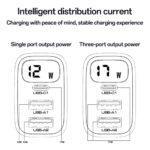 Chargeur secteur Yesido (YC67) 3en1, 2x USB, 1x Type-C, 17 W, Avec affichage numérique   - Black – Image 6