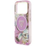 Coque Guess IML Glitter Flowers Triangle MagSafe pour iPhone 17 Pro Max - Purple – Image 3
