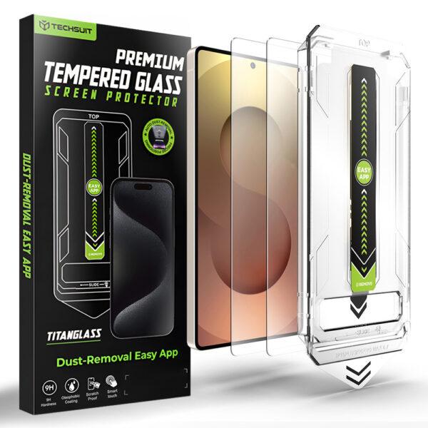 Lot de 2 protections d'écran Techsuit TitanGlass CrystalHD (Compatible avec le déverrouillage par empreinte digitale) pour Samsung Galaxy S26 Ultra - Clear