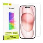 Protection d'écran Techsuit Clear Vision Glass pour iPhone 15 / iPhone 15 Pro / iPhone 16 - Transparent