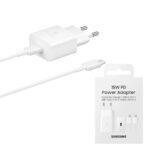 Chargeur mural d'origine Samsung (EP-T1510XWEGEU) Câble USB-C inclus, Charge rapide USB-C 15 W - Blanc