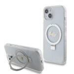 Coque Guess Ring Stand Script Glitter MagSafe pour iPhone 15 - Clear