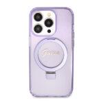 Coque Guess Ring Stand Script Glitter MagSafe pour iPhone 15 Pro - Purple – Image 3