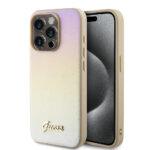 Coque Guess Saffiano Iridescent Script pour iPhone 15 Pro - Gold
