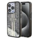 Coque Guess Liquid Glitter Gold Stripes pour iPhone 15 Pro - Black