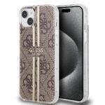 Coque Guess Hardcase IML 4G Gold Stripe pour iPhone 15 Plus - Brown